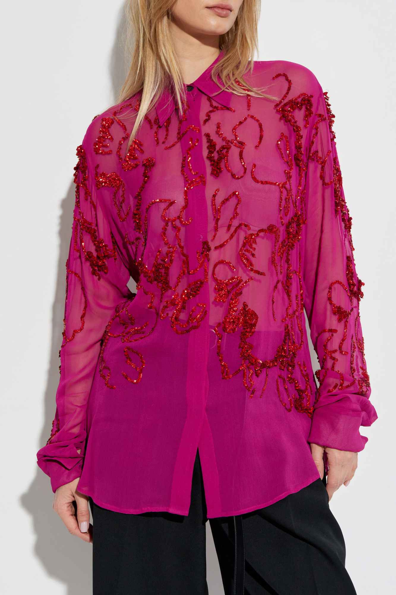 Pink Shirt with sequin pattern Dries Van Noten - Vitkac AS